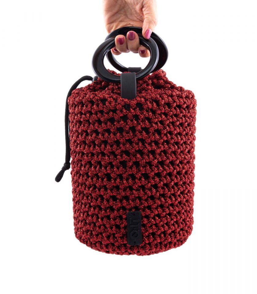 Red Cylinder Bag Worn Quittobags Made in Italy