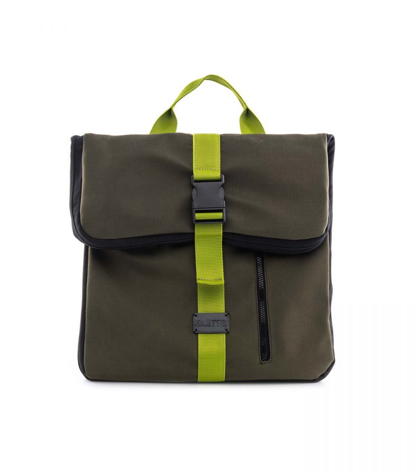 Extensible Green Front Backpack Quittobags Made in Italy