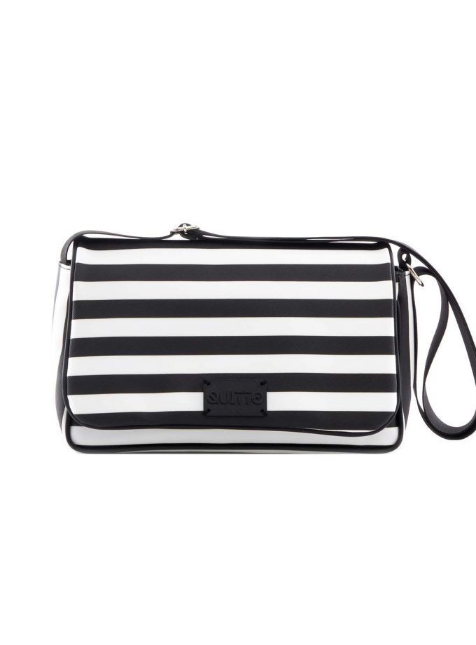 Baguette Stripes White Black Front Quittobags Made in Italy