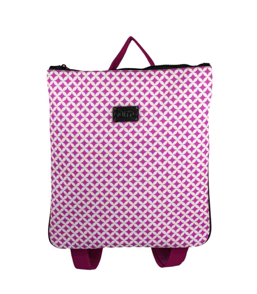 Pink and White Waterproof Fabric Backpack